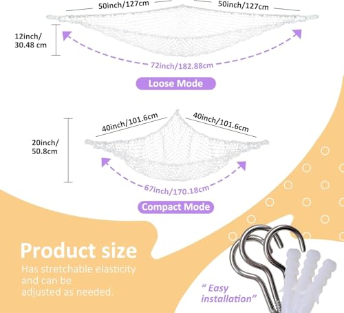 Stuffed Animal Net Hammock Corner Organizer for Plush Toys - White, Large