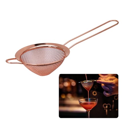 Auvotuis Rose Gold Fine Mesh Stainless Steel Strainer - Small Kitchen Sieve