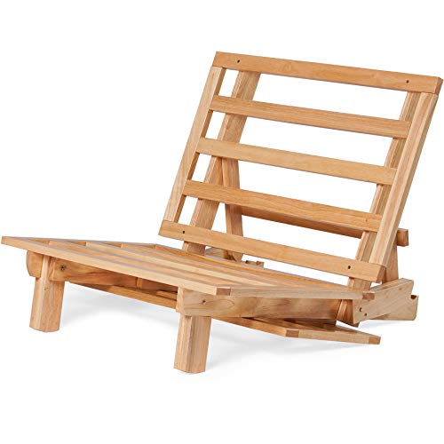 Twin Size Convertible Futon Lounger with Microfiber Mattress - Solid Wood