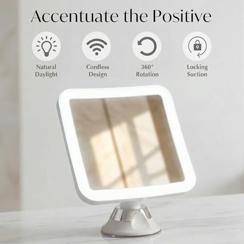 Fancii White 10X Magnifying Lighted Makeup Mirror – Cordless, Portable Vanity with Locking Suction