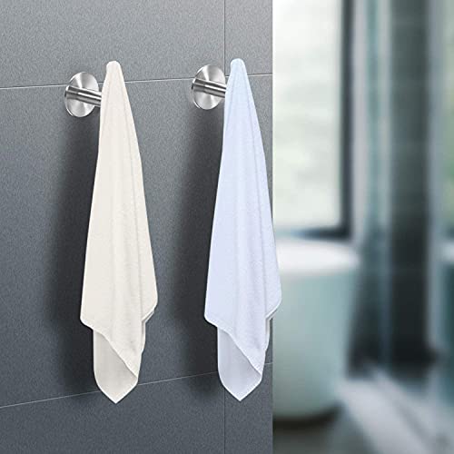 Brushed Stainless Steel Self-Adhesive Towel Hooks - Heavy Duty 2-Pack