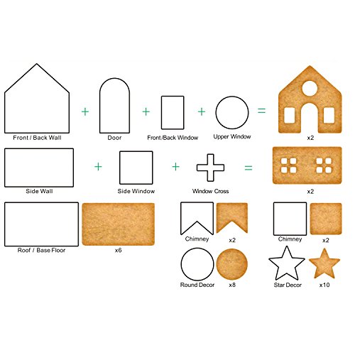Gingerbread House Cookie Cutter Set - 3D 10-Piece Stainless Steel Kit