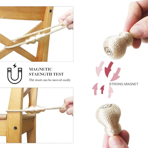 Magnetic Curtain Tiebacks - 2 Pack Woven Rope Drapery Holdbacks