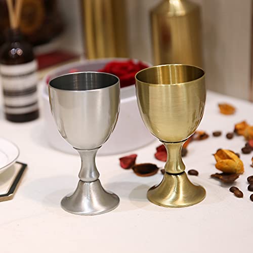 Vintage Brass Wine Goblet 3.5 oz - Handcrafted Golden Altar Chalice