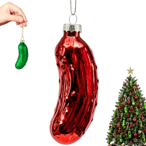 Essivox Traditional Glass Christmas Pickle Ornament - Holiday Tree Decoration, Festive Hanging Xmas Decor (Variant C)