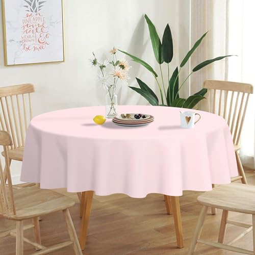 2-Pack 84-Inch Pink Round Disposable Plastic Tablecloths for Parties