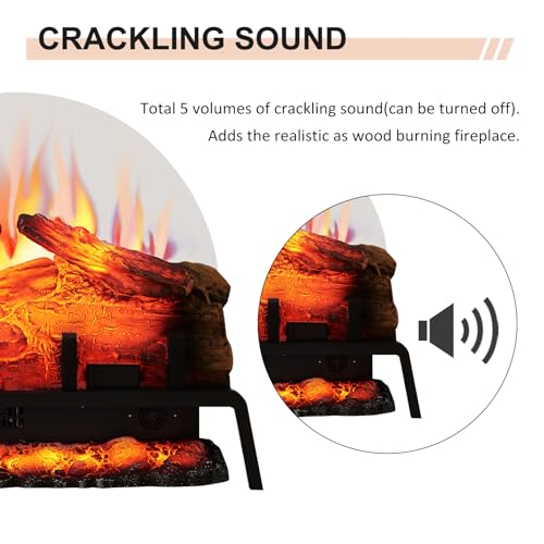 24-Inch Electric Fireplace Log Set Insert with Heater and Crackling Sound