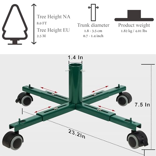 Rolling Christmas Tree Stand Base with Wheels for Artificial Trees up to 7.5 FT