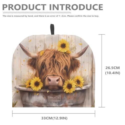 Highland Cow and Sunflower Insulated Tea Cozy for Standard Teapots