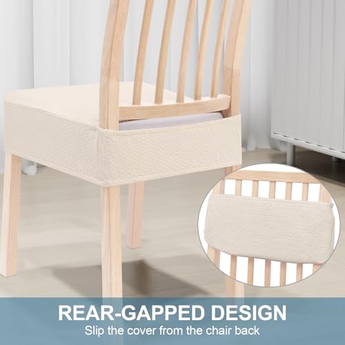 Stretch Jacquard Dining Chair Covers Set of 6 - Removable & Washable