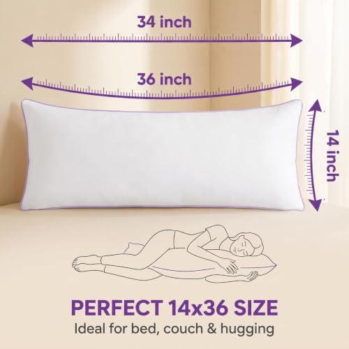 Hypoallergenic Lumbar Pillow Insert 14x36 - Soft Microfiber Cushion