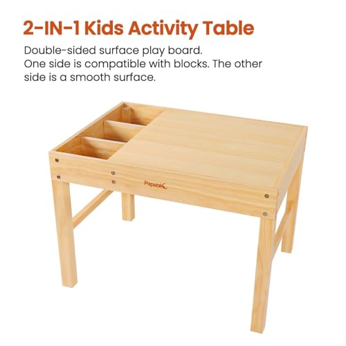 2-in-1 Kids Activity Table with Building Block Surface and Storage