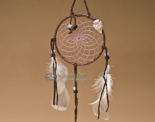 4-Inch Purple Dream Catcher with Stone Arrowhead - Authentic Navajo Made