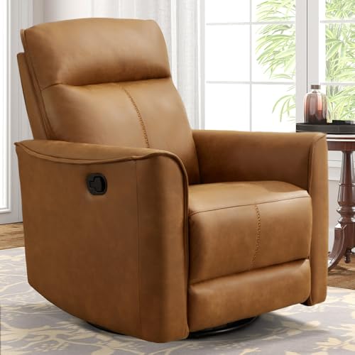 Swivel Rocker Recliner Chair, 360° Glider Nursing Chair with Leathaire