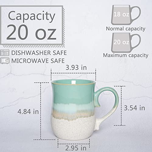 Bosmarlin 20 Oz Ceramic Coffee Mug - Mint Green Large Tea Cup for Office & Home, Dishwasher & Microwave Safe