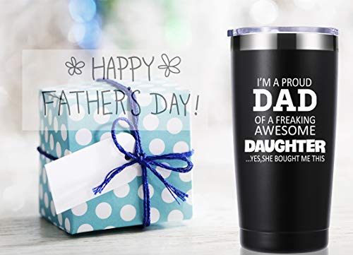 Momocici Proud Dad 20 OZ Insulated Travel Mug - Black, Father's Day Gift