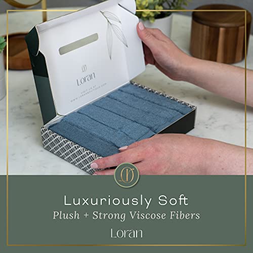 Loran Set of 6 Bamboo Facial Washcloths - Soft Reusable Exfoliating Cloths for Sensitive Skin