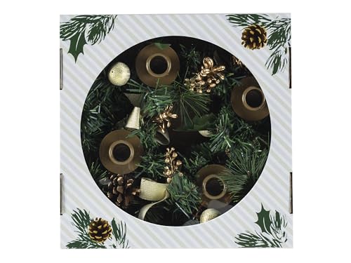 Traditional Advent Wreath with Pine Cones & White Ribbons - 11" Christmas Decoration