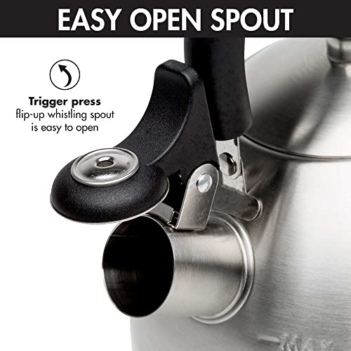 Stainless Steel Whistling Tea Kettle for Stovetop, 1.5-Quart Fast Boil