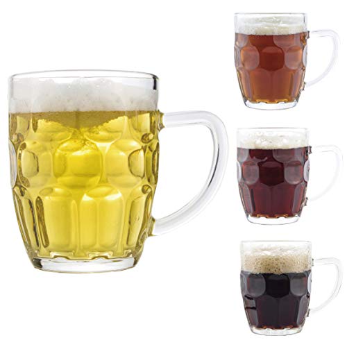 20 oz Dimple Glass Beer Mugs, Set of 4