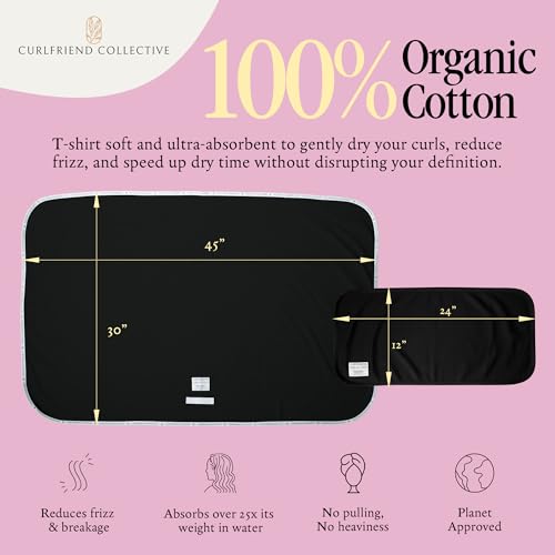 Cotton Hair Towel Duo: XL and Mini T-Shirt Towels for Curly Hair