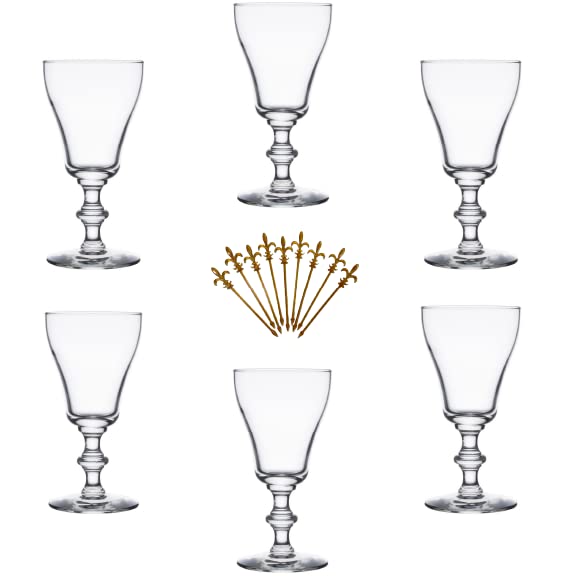 Set of 6 Irish Coffee Glasses with Signature Cocktail Picks - 6 oz