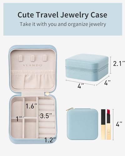 Compact Travel Jewelry Case, Waterproof PU Leather Organizer for Jewelry