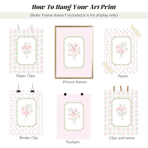 Pink Floral Canvas Wall Art Nursery Botanical Prints 3-Piece Set 12x16 Inch