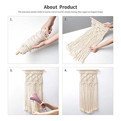 Boho Macrame Wall Hanging Set of 2 - Hand-Woven Ivory Cotton Tapestry Decor