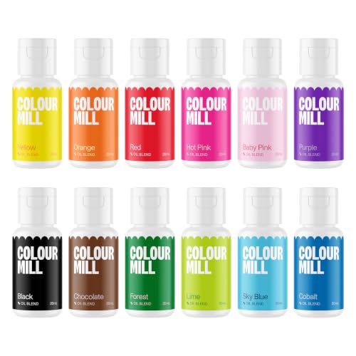 Colour Mill Oil Blend Food Coloring Kickstarter 12 Pack - 20ml Each, Vibrant Food Coloring Set for Baking