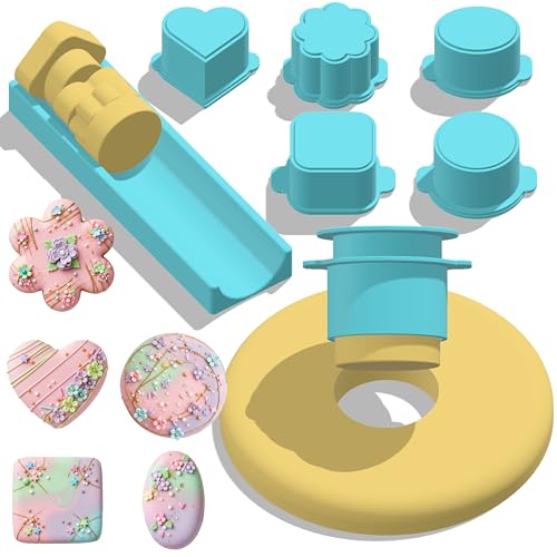 5-Piece Cake Pop Mold Set with Tray - 5 Shape Plunger Cutters for Baking
