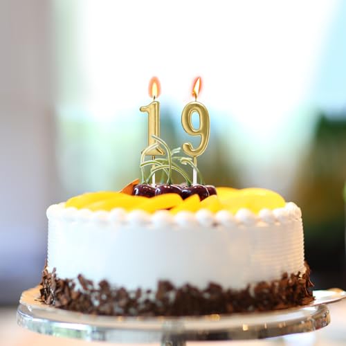 Champagne Gold Numeral Birthday Candles (0-9 Set) for Cake Decorating