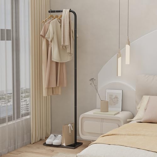 Freestanding Metal Coat Rack with Stable Rock Base, 70.8-Inch L-Shaped Stand