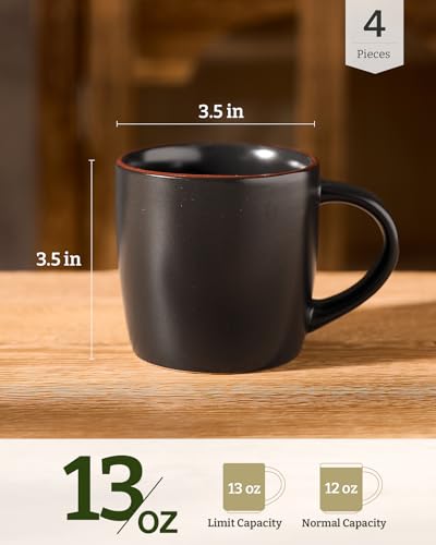 Famiware Mercury Multi-Color Coffee Mug Set of 4, 13 oz Handled Cups for Latte, Tea & Hot Chocolate