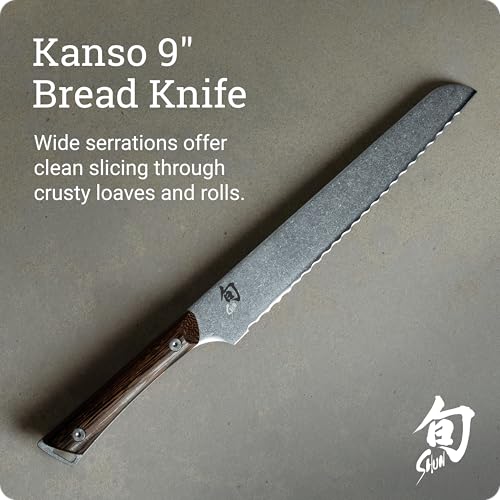 Shun Kanso 9-Inch Serrated Bread Knife - Japanese High-Carbon Steel, Easy Cutting