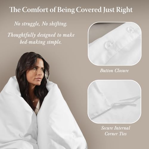 300 Thread Count Cotton King Duvet Cover - White, Breathable & Soft