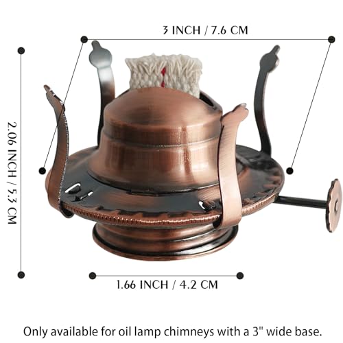 #2 Size Oil Lamp Replacement Burner with Wick for 3-Inch Base Chimney