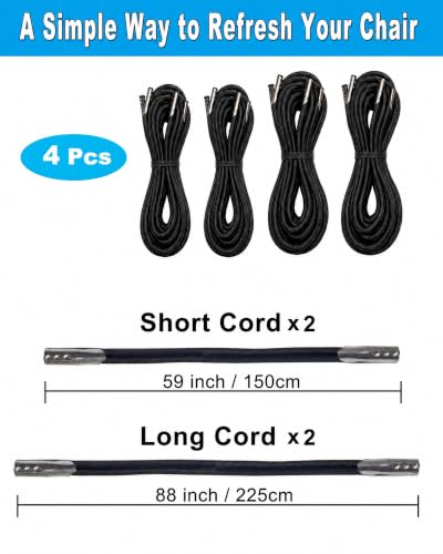 Universal Zero Gravity Chair Replacement Cords - 4 Pack Elastic Repair Kit