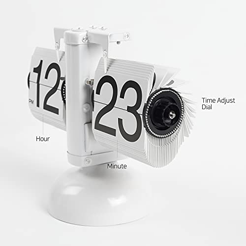 Retro Flip Desk Clock, Battery Powered Vintage Table Clock with AM/PM