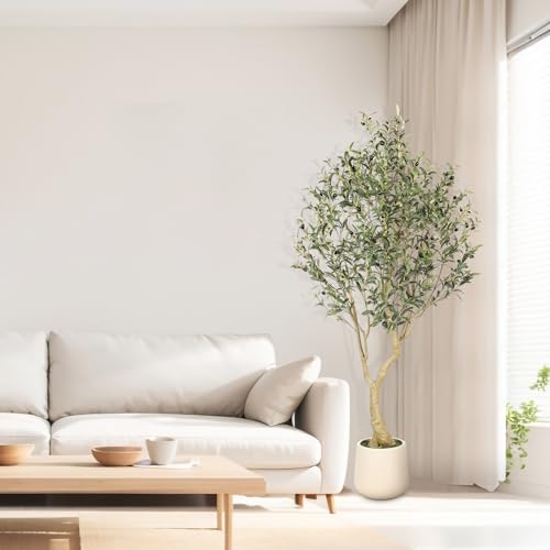 6ft Artificial Olive Tree with Planter - Realistic Faux Indoor Tree