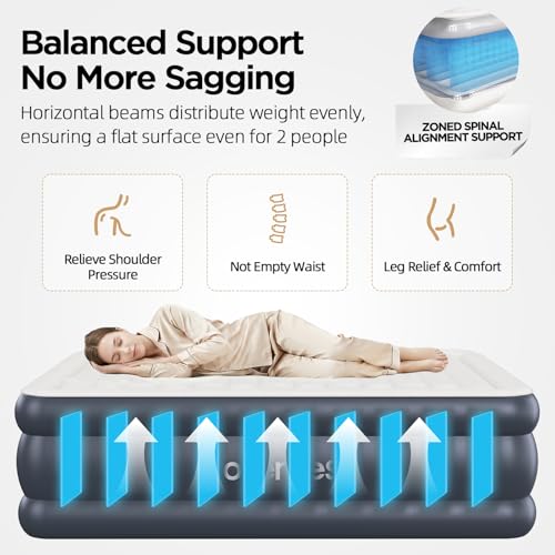 Queen Air Mattress with Built-in Pump - 18-Inch Elevated Inflatable Guest Bed