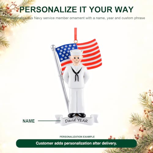 US Navy Christmas Ornament 2026 – Personalized Military Sailor Gift