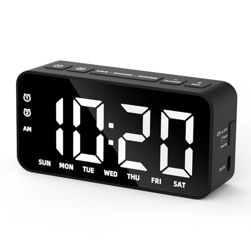 Digital Alarm Clock with Dual Alarms, Adjustable Volume, and Backup Battery