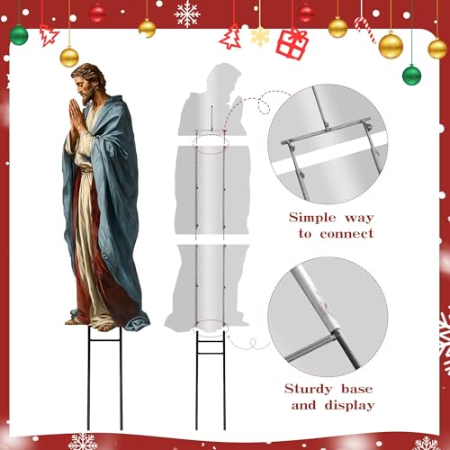 Bunny Chorus Large Metal Nativity Scene Yard Stakes - 3pcs Outdoor Christmas Decor