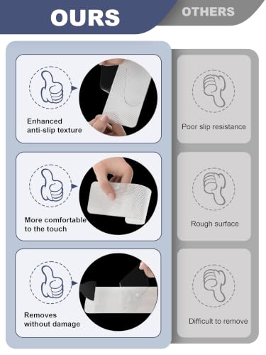 Secopad Clear Non-Slip Bathtub Stickers (12 Pack, 2.4x8 in) with Scraper