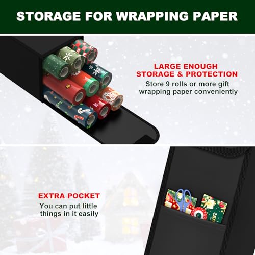 Delixike Black 30in Gift Wrapping Paper Storage Organizer Fits 9 Rolls