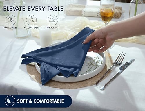 Cotton Cloth Napkins Set of 12 - 18x18 Inch Washable Ocean Blue Table Linens