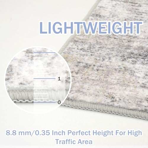 Small Abstract Area Rug 2x3 Ft - Washable Non-Slip Entryway Rug, Grey