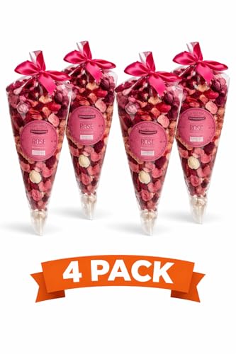 Natural Dried Rose Potpourri 4-Pack Set – Decorative Vase & Bowl Filler