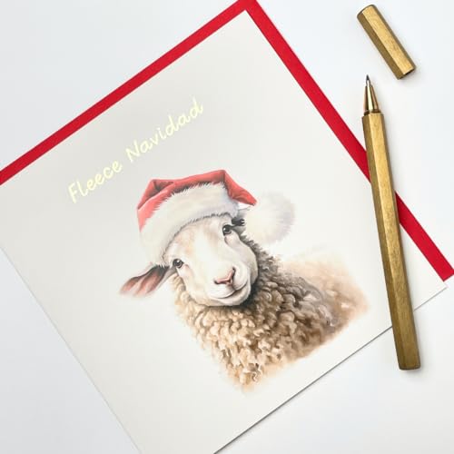 Fleece Navidad Greeting Card – Old English Co. Funny Christmas Card for Family & Friends with Gold Foil